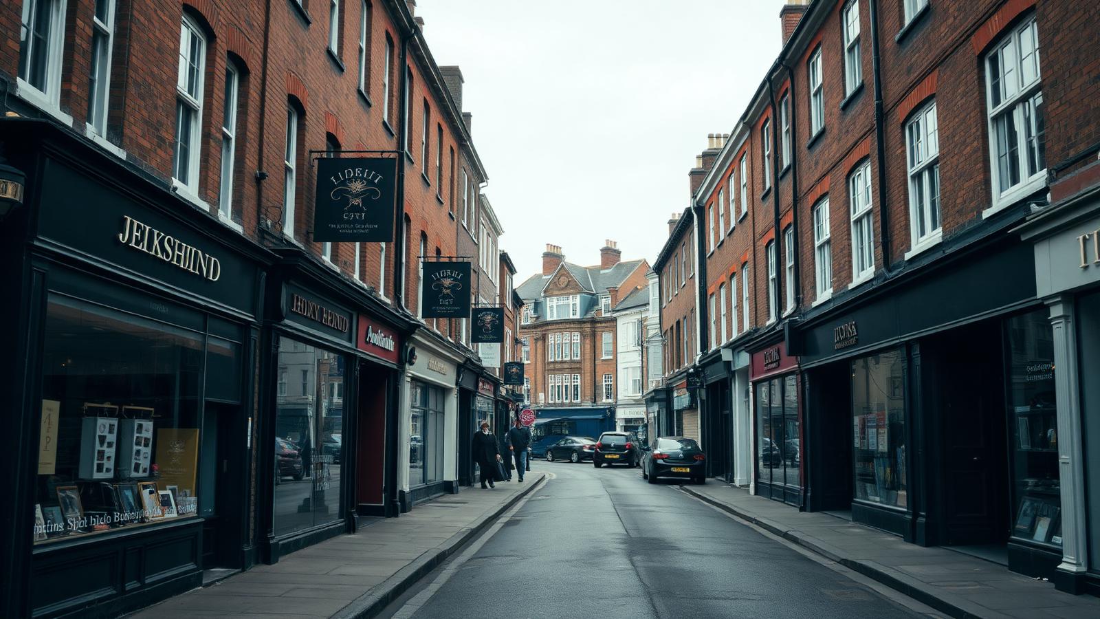 An independent British high street on a quiet morning